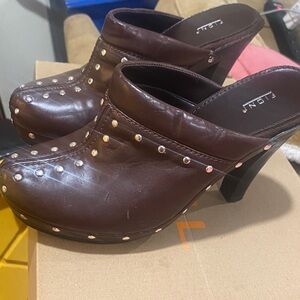 FIONI Clothing Dark Brown Studded Mules